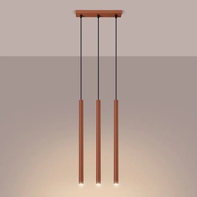 Lampa wisząca nowoczesny Brill, stal - 3 źródło światła 3000K - L.30 x H.94 cm - ochra czerwona