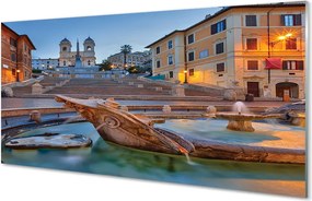 Panel Szklany Rzymska Fontanna o Zmierzchu