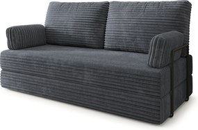 Masseno Sofa piankowa SILAR z funkcją spania, Kanapa z pianki do salonu, Bezmontażowa, Tkanina sztruksowa – Grafitowy TILIA 90
