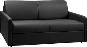 Kanapa 3-osobowa rozkładana typu expres z ekoskóry CALIFE - Czarny - Miejsce do spania 140 cm - Materac 18 cm