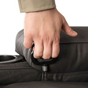 Fotel Masujący BOX Rozkładany Wypoczynkowy z Podnóżkiem Ciemnobrązowy Ekoskóra Nowoczesny