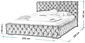 Dwuosobowe łóżko z pojemnikiem 200x200 Sari 3X - 36 kolorów