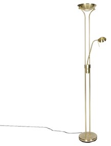 Candeeiro de pé moderno em latão com candeeiro de leitura incl. LED Dim to Warm - Diva