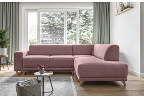 Różowy rozkładany/ze schowkiem narożnik (prawostronny/w kształcie litery L) Classy Sophie – Miuform