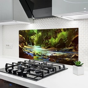 Szkło do Kuchni na Ścianę Kryształowe Jezioro W Lesie