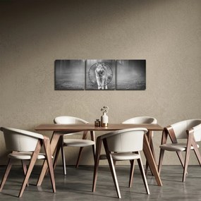 Obraz - Strażnik leśny, czarno - biały (z zegarem) (90x30 cm)