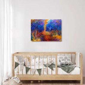 Obraz na szkle - Jesienne korony drzew, nowoczesny impresjonizm (70x50 cm)