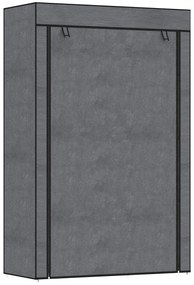 HOMCOM Szafa Materiałowa, Rozwiązanie do Przechowywania, 6 Półek, 1 Drążek na Ubrania, Ciemnoszary