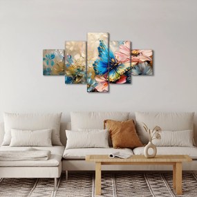 Obraz - Malowanie kwiatów i motyli (125x70 cm)