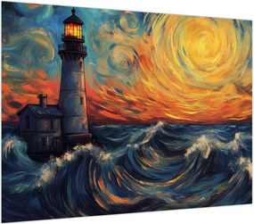 Obraz - Latarnia morska w falach (70x50 cm)