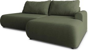Masseno Narożnik NUVIRA z funkcją spania i pojemnikiem na pościel Narozniki L, Rozkładana sofa - Oliwkowy, CASTEL 39