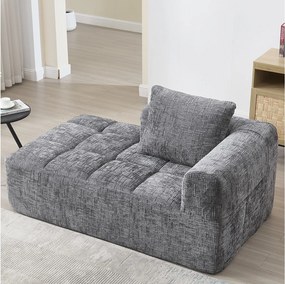 Wygodna sofa typu leżanka - 158 x 90 x 60 cm - łatwa w montażu - z poduszkami i kieszeniami - aksamitna - szara