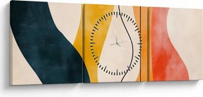 Obraz - Minimalistyczna kolorowa ilustracja II. (z zegarem) (90x30 cm)