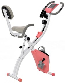 HOMCOM Rower treningowy trenażer rowerowy rower stacjonarny wyświetlacz LCD składany regulowany kolor różowy + biały