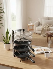 Metalowy organizer kuchenny na patelnie N6-D15