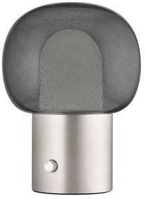Aluminiowa lampa stołowa LED w kolorze srebra ze szklanym kloszem (wysokość 32 cm) Iris – Blomus
