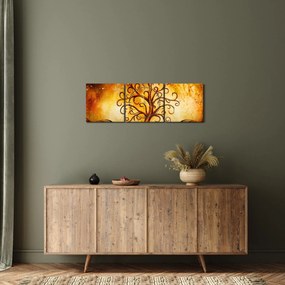 Naturalny abstrakcyjny obraz drzewa (z zegarem) (90x30 cm)