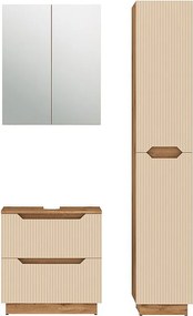 Zestaw mebli łazienkowych dąb/kaszmir w paski 59.8x32x62.5 lotta