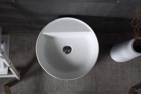 Umywalka stojąca TWZ65Odlew mineralny - Biały mat - Ø 45 x 85 cm
