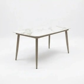 Stół ogrodowy aluminiowy beżowy 180x90 cm Spiek kamienny solidny i trwały