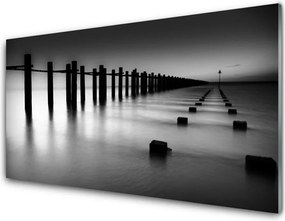 Szkło nad Blatem Drewniane Molo We Mgle