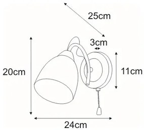 Klasyczny kinkiet z włącznikiem na łańcuszku - S976-Mefes