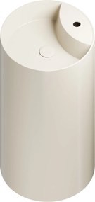 Umywalka z konglomeratu wolnostojąca okrągła beżowa błyszcząca 87 x 44 cm KALMI BEIGE GLOW z otworem na baterię : Podłączenie syfonu - Do ściany