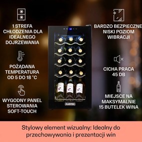 Klarstein Shiraz 35cm 15 Butelek Winiarka Wolnostojąca Czarny
