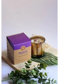 Organiczna świeca kadzidlana Sage &amp; Lavender200 g w szklanym pojemniku ze złotą folią