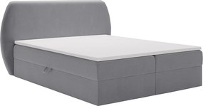 Emporius Cartagena łóżko kontynentalne z materacem 180x200 - łóżko dwusobowe małżeńskie, topper, materac H3 - pikowane, glamour, tkanina aksamitna szary (Komodo 21)