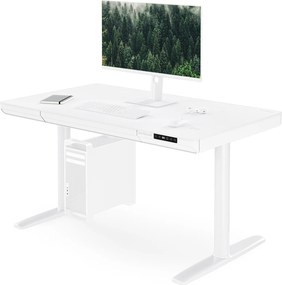 Biurko elektryczne sit-stand z szufladą i ładowarką bezprzewodową Qi białe, 1200 mm: ELLIS