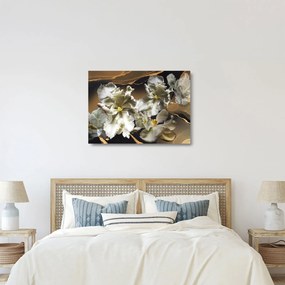 Obraz na szkle - Orchidea kwiaty na marmurowym tle (70x50 cm)
