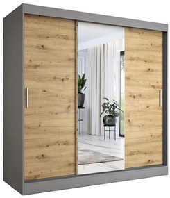 Szafa przesuwna antracyt + dąb artisan 200 cm - Massi 6X