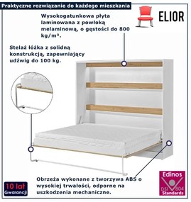 Tapczan rozkładany poziomy dąb + czarny uchwyt 160x200 S0-N70