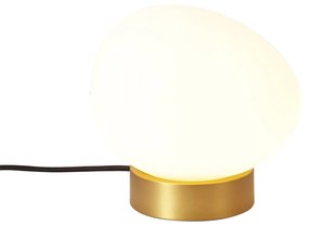 Designerska lampa stołowa mosiężna ze szkłem opalowym - SallyDesignerski Oswietlenie wewnetrzne