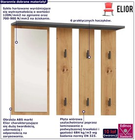 Wieszak ścienny z półką i lustrem antracyt + dąb artisan F8-A70