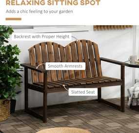 Outsunny Ławka ogrodowa 2-osobowa z oparciem i podłokietnikami Wytrzymała do 240 kg Wypalany wygląd | Aosom PL