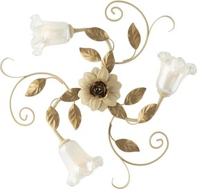 Lampa sufitowa w koszyku z żelaza lakierowanego na kolor kości słoniowej z 3 światłami H.17 Ø56 BL274-PL3-AV