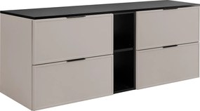 Szafka łazienkowa, kaszmir / ciemny szary, uchwyt czarny, 140 ( 2 x 60 + 20) x 46 x 57 cm