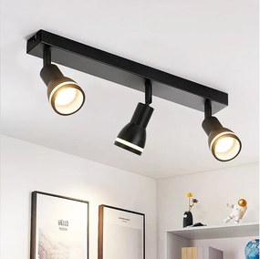 NETTLIFE Nowoczesna czarna lampa sufitowa: 3 regulowane metalowe punkty sufitowe, lampa sufitowa GU10, do sypialni, jadalni, bez żarówki