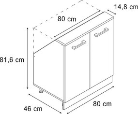 Szafka kuchenna na dach skośny sonoma 80x46x81.6 r-line
