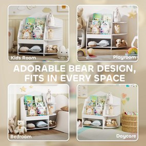 AIYAPLAY Regał dziecięcy z 7 półkami na książki i zabawki, zaokrąglone krawędzie, udźwig 40 kg, Biały