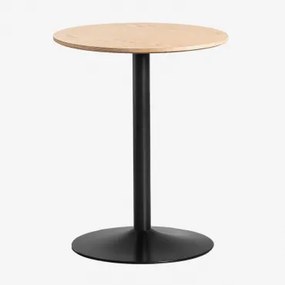 Okrągły Stół Jadalniany Z Mdf I Żelaza Yvetta Ø60 Cm & Czarny & Roble - Sklum