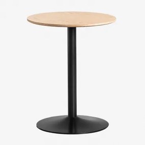 Okrągły Stół Jadalniany Z Mdf I Żelaza Yvetta Roble & Ø60 Cm & Negro - Sklum