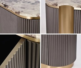 Ryflowana komoda glamour Stilig ST917, grafitowa