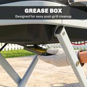 Outsunny Przenośny grill gazowy 1-palnik 2,5kW wózek grillowy mit składanym podwoziem, ruszt, boczna półka, pokrywa, termometr | Aosom PL