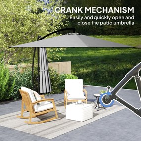 Outsunny Parasol Ogrodowy Ø260 cm z Ochroną UV 50+, wodoodporny, z Maniwelą i Statywem, Szary