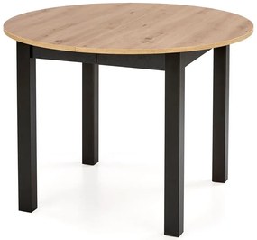 Nowoczesny okrągły stół rozkładany dąb artisan + czarny - Alenox