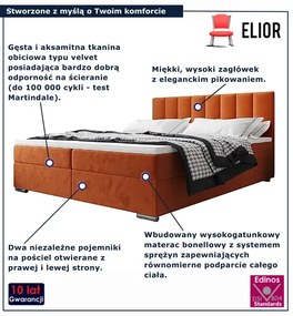 Cynamonowe łóżko kontynentalne z zagłówkiem 5 rozmiarów F6-F03