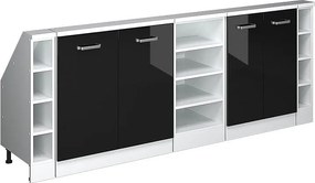 Szafka kuchenna na dach skośny czarny wysoki połysk 210x46x81.6 r-line